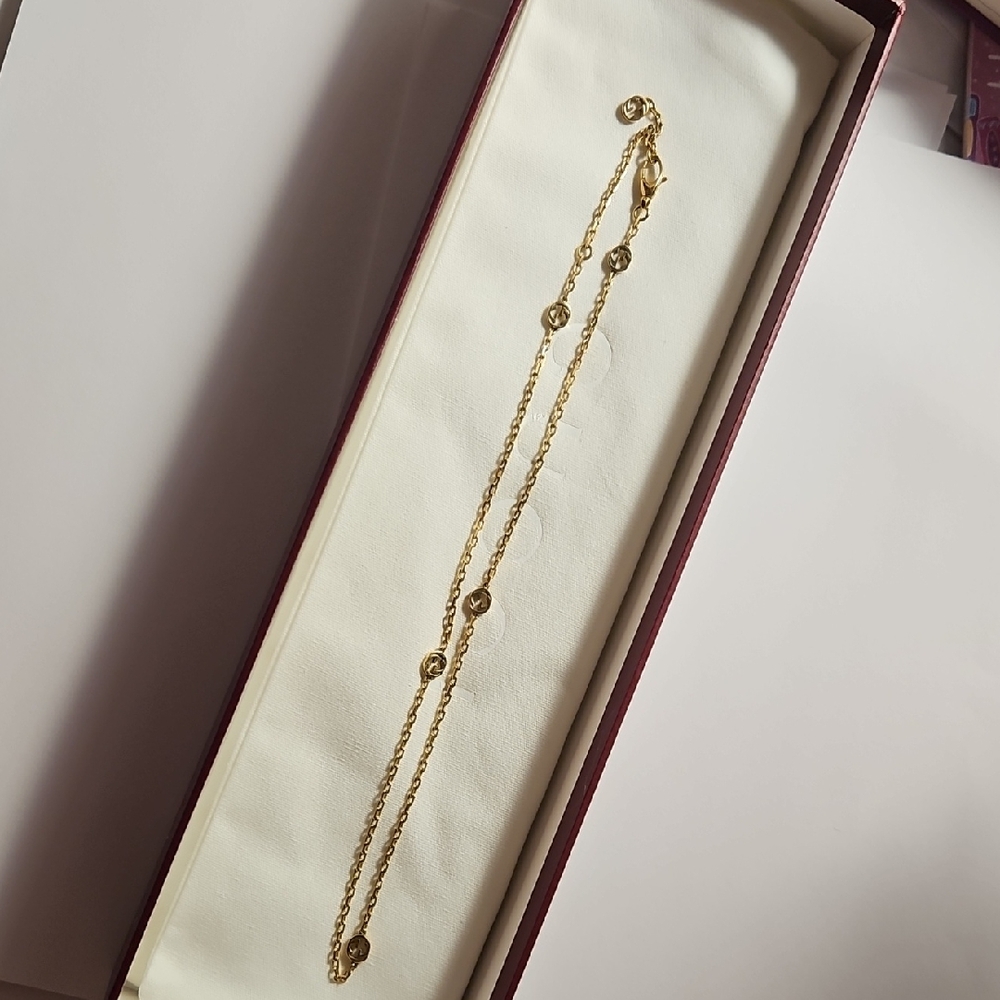 Gucci Solid Gold Necklace GG Logo 16-18" Chain